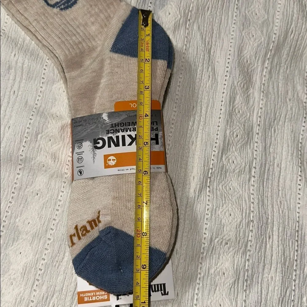 Timberland L Men’s Wool Blend Ivory Brown Basic Hiking Shortie Crew Socks 3-Pk
